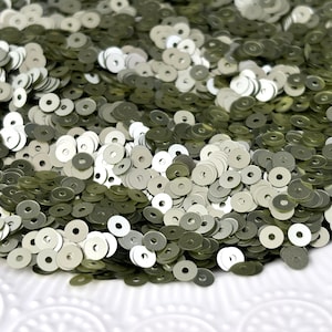 Sequins (5 gr) 4 mm,  Flat Round, Matte metallic, Pistachio, Paillettes, Loose Sequins for hand embroidery, Tiny Sequins, M438