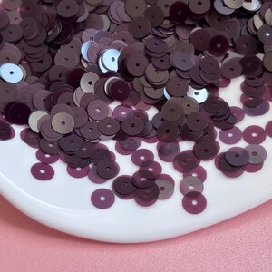 Sequins (5 gr) 6 mm,  Flat Round, Transparent glossy/matte, Wine color, Paillettes, Loose Sequins for hand embroidery, P816