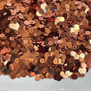 Sequins (5 gr) 5 mm,  Flat Round, Metallic, Bronze color, Paillettes, Loose Sequins for hand embroidery, C32