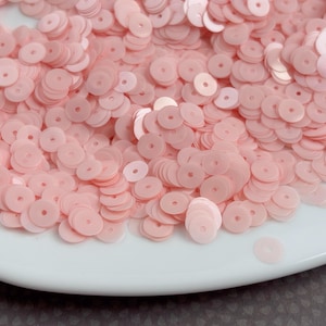 Sequins (5 gr) 6 mm,  Flat Round, Porcelain effect, Shrimp color, Paillettes, Loose Sequins for hand embroidery, SL25