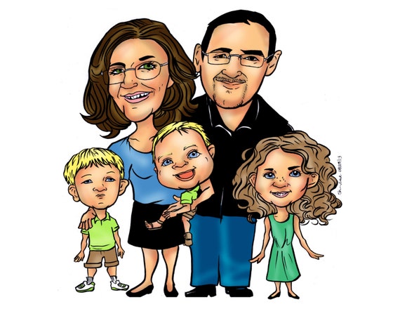 Custom Family Cartoon Caricature Portrait Personalized - Etsy Custom Family Cartoon Caricature Portrait Personalized - Etsy