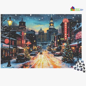 Christmas Night In City Jigsaw Puzzle - 1000 Piece Christmas Jigsaw Puzzle For Adults