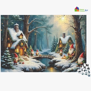Gnome Christmas Village Jigsaw Puzzle - 1000 Piece Christmas Jigsaw Puzzle For Adults