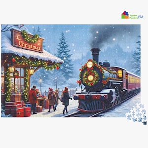 Jigsaw Puzzle Of Vintage Train Station During Christmas - 1000 Piece Christmas Jigsaw Puzzle For Adults