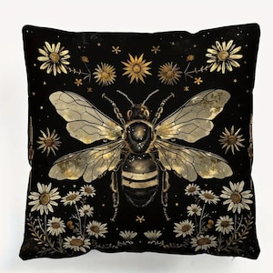 Cojín con diseño de abeja de jardín vintage de 17,7 x 17,7 pulgadas