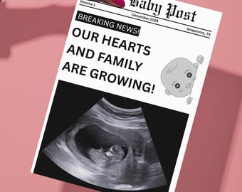 Pregnancy Announcement Newspaper | 2 Bold Canva Templates | Editable 24x18" Digital Poster for Photoshoots & DIY Prints