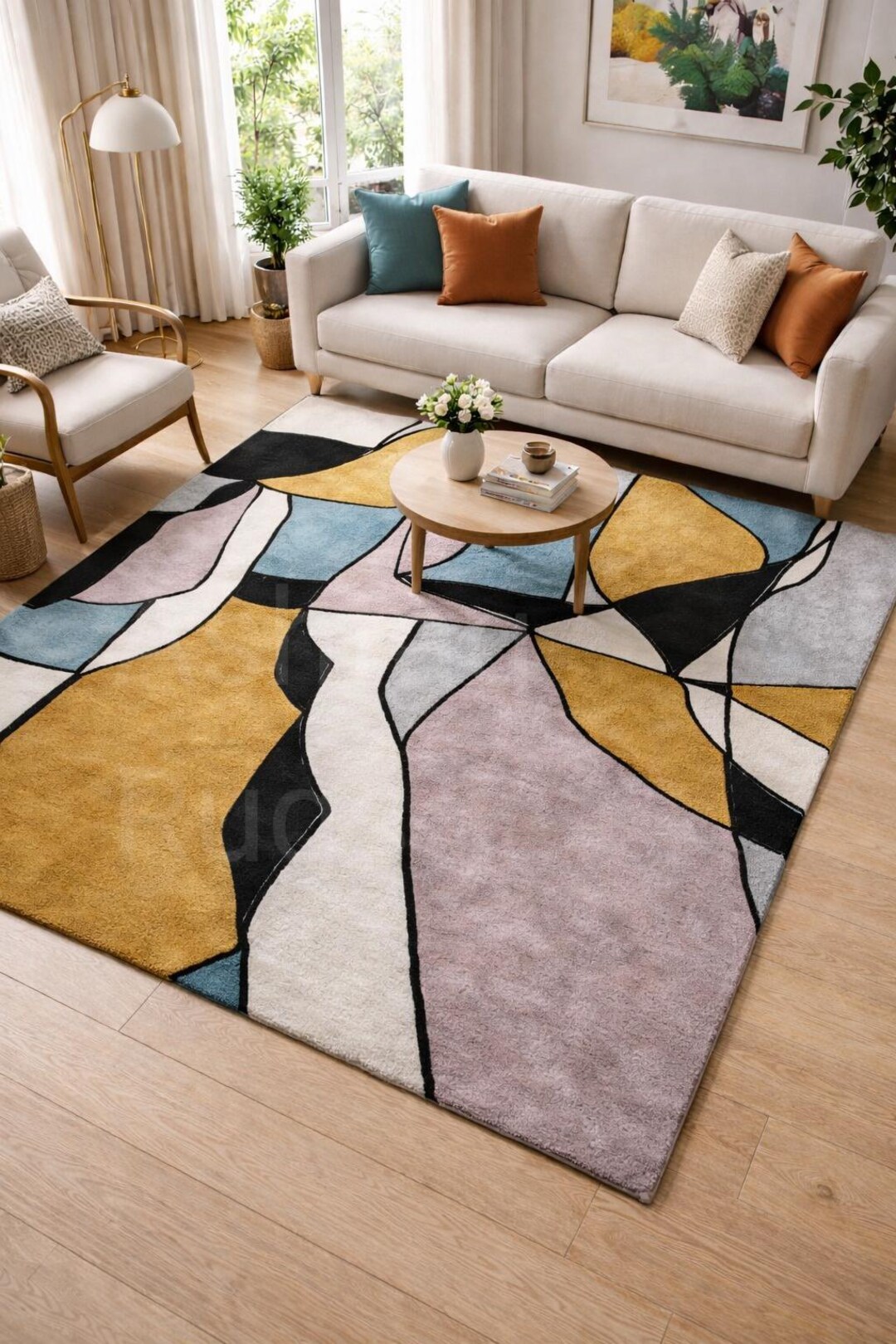 Hand Tufted Wool Area Rug, Modern Abstract Geometric Carpet - Etsy