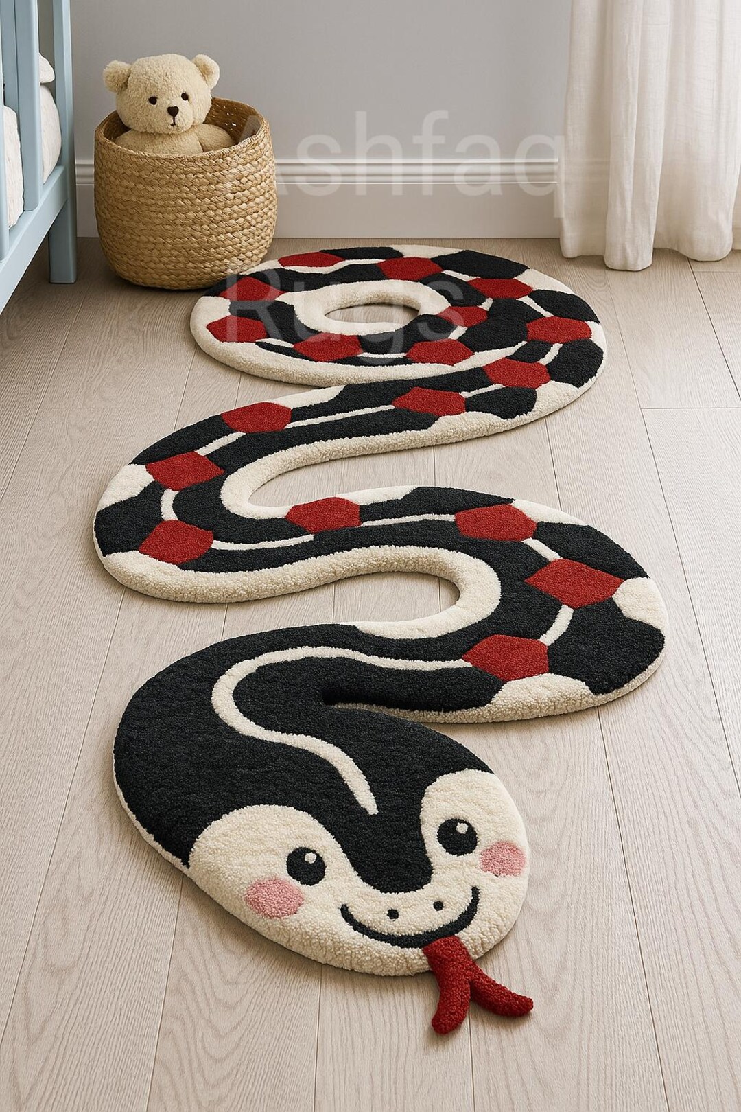 Whitesnake Rug Handmade Wool Tufted Snake Rug | Playroom Nursery Decor - Etsy