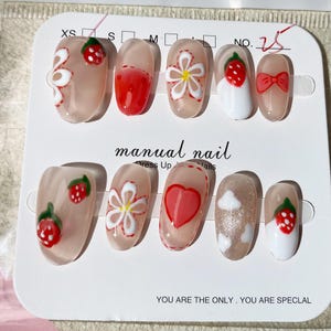 Hand Painted Fake Nails, Colorful Nails, Artist Faux Nails, Reusable Premium Nails