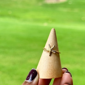 Gold Starfish Adjustable Waterproof Ring