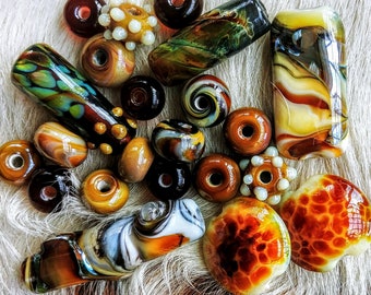 Amber Trio Lampwork Bead Set