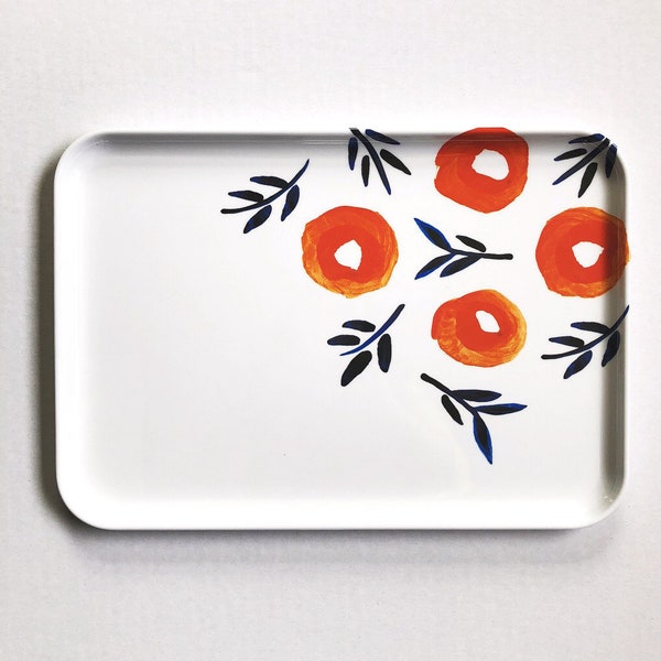 Inky Poppies Melamine Tray by Misha Zadeh