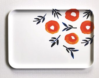 Inky Poppies Melamine Tray by Misha Zadeh