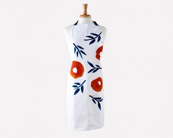 Inky Poppies Screen Printed Kitchen Apron