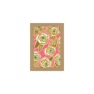 NEW Gold Roses on Pink Note Cards by Seattle Designer Misha Zadeh image 1