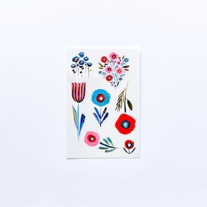 Feuille d'autocollants en vinyle Coquelicots et Posies, avec des illustrations florales à l'aquarelle par l'artiste de Seattle Misha Zadeh image 1