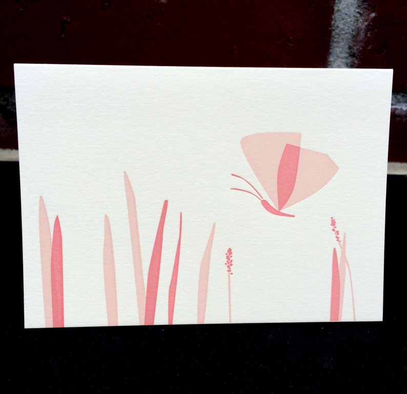 Butterfly And Grass Letterpress Note Card Set image 3