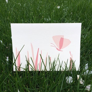 Butterfly And Grass Letterpress Note Card Set image 2