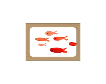 Red Fish Note Cards by Misha Zadeh, Nowruz Mahi, thank you, blank, Persian New Year cards
