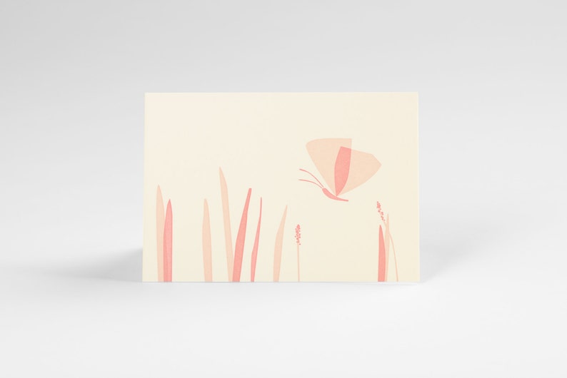 Butterfly And Grass Letterpress Note Card Set image 1