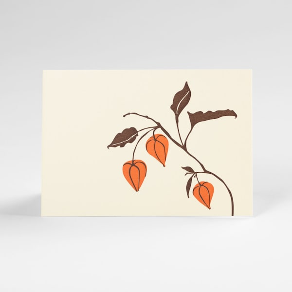 Chinese Lanterns letterpress note set thank you card thinking of you card