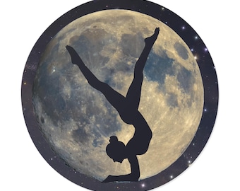 Yoga Sticker Moon Inversion Round Vinyl
