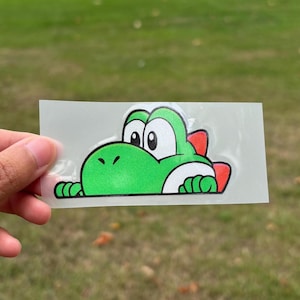 Look left Yoshi Peeker Sticker ,Reflective Waterproof Vinyl Decal Cute Mario Gaming sticker for car, window, bumper, laptop, door