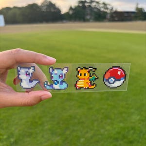 Pixel Pokémon-stickerset | Schattige Dratini, Dragonair, Ampharos en Pokeball | Retro game-pixelartstickers voor laptop, dagboek en plakboek