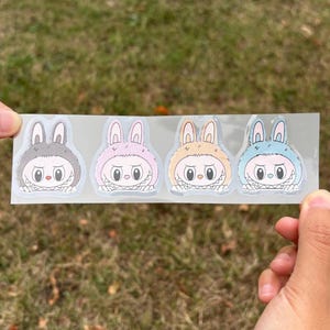 Conjunto de adesivos de vinil à prova d&#39;água Labubu Bunny: decalques kawaii para laptop e diário
