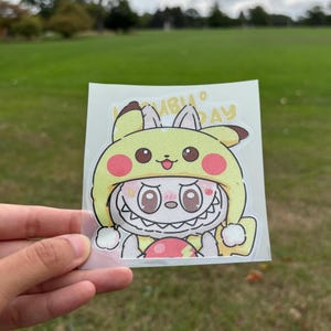 Labubu Pikachu Sticker: Kawaii Waterproof Vinyl Decal