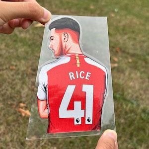 Carton Arsenal Declan Rice Sticker 41 | Football Player Vinyl Car Decal | Premier League Soccer Art | Laptop, Water Bottle, Journal Sticker