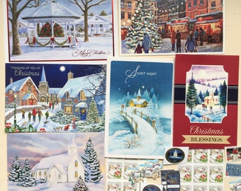 Snowy Scene Ephemera, Greeting Cards, Art, Seals, Stickers, Wrapping Paper, Junk Journaling, Scrapbook, Paper Crafting, New & Vintage