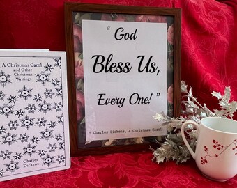God Bless Us Digital Download Printable Dickens Quote Tiny Tim Christmas Decoration