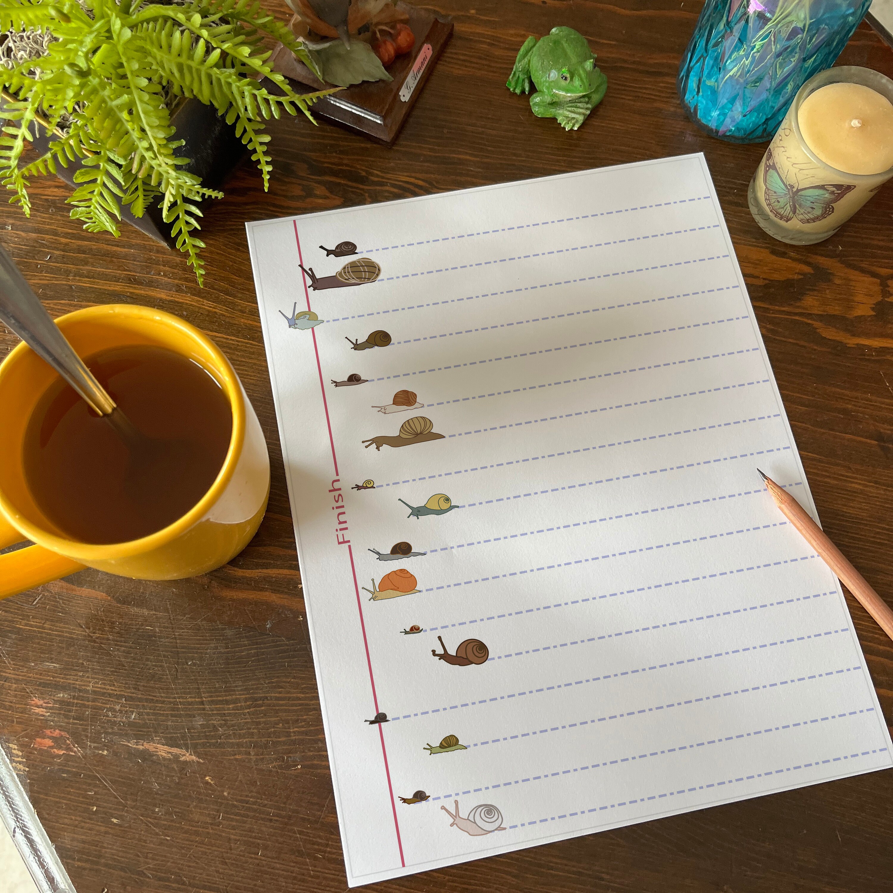 Snail Taking Notes Finish - DIGITAL DOWNLOAD - Snail Themed Notebook Page - To-do Lists ...