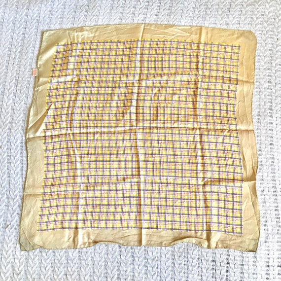 Lovely rare 1970s golden plaid handkerchief vinta… - image 5