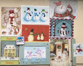 Snowman Ephemera, Greeting Cards, Wrapping Paper, Stickers, Decoupage, Collage, Junk Journaling, Scrapbook, Paper Crafting, New & Vintage