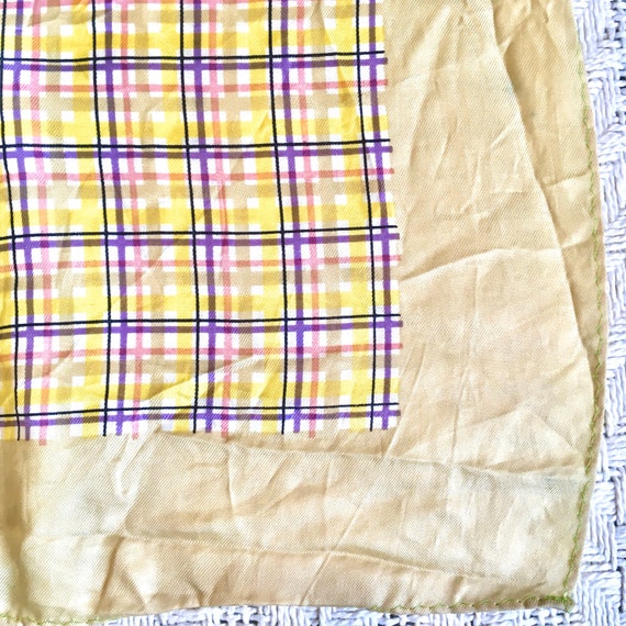 Lovely rare 1970s golden plaid handkerchief vinta… - image 4