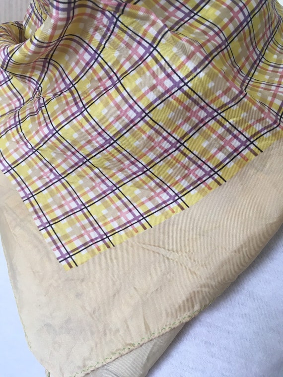 Lovely rare 1970s golden plaid handkerchief vinta… - image 8