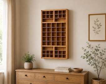 Solid Wood Display Shelf – Wall Mounted Freestanding Organizer, Handmade Pine Birch Plywood