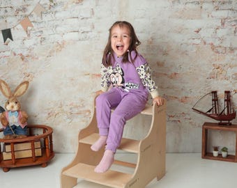 Monster Truck Step Stool for Kids, Toddler Step Stool, Wooden