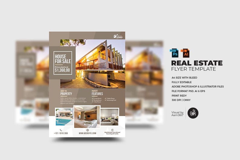 Editable Real Estate Flyer Template | Canva, PSD, AI (digital File) - Etsy