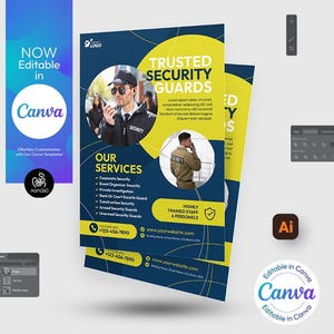 Security Service Flyer Template: Editable Canva, PSD, AI (Digital File)