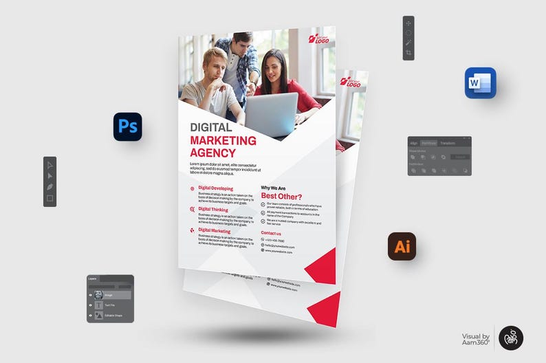 Digital Marketing Agency Flyer Template: Social Media (PSD, AI, EPS ...