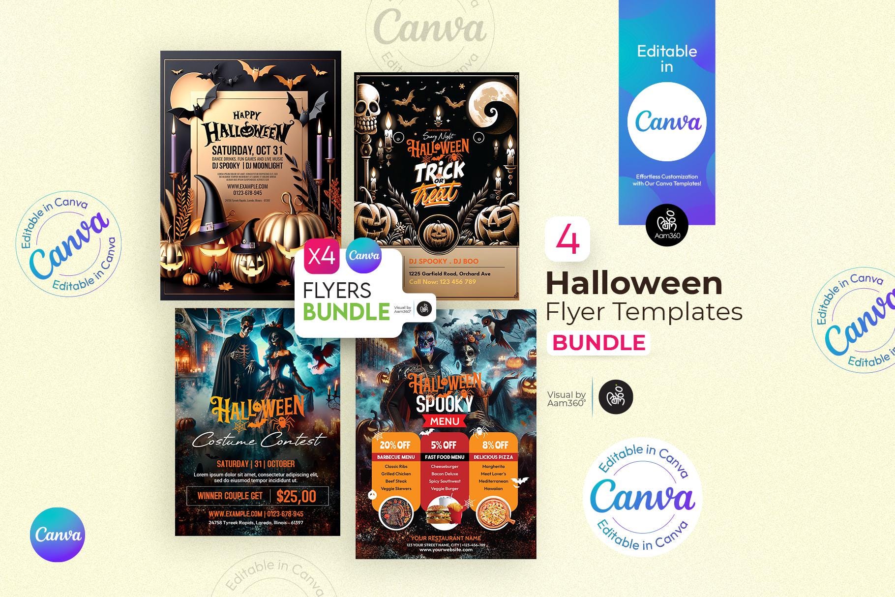 Halloween Flyer Template Bundle: Editable Canva Designs (digital File) -  Etsy New Zealand, image size:1820x1214