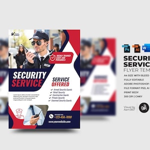 Security Service Flyer Template: Professional PSD, AI, EPS (Digital File)