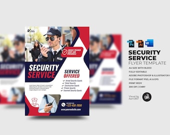 Security Service Flyer Template: Professional PSD, AI, EPS (Digital File)