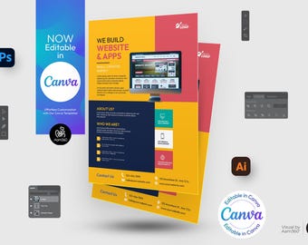 Website Design Service Flyer Template: Editable Canva, PSD, AI (Digital File)