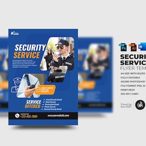 Security Service Flyer Template: Photoshop & Illustrator (Digital File)
