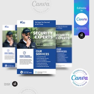 Security Service Flyer Template: Canva, PSD, AI, EPS, Doc (Digital File)