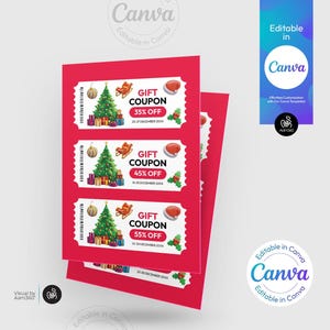 Canva Editável Modelo de Livro de Cupons de Natal | Gif de Última Hora | Vales-presente | Arquivo Digital | Canva